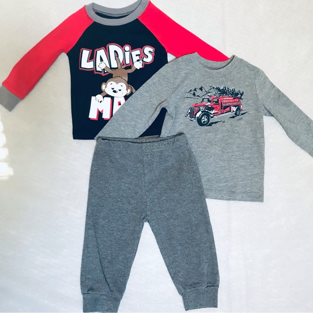 Baby boy 2 Long sleeve and 1 sweatpants 6-12 months